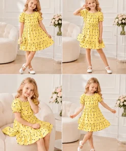 Sukienki DZIECIĘCA, Size 4-14 lat,paczka 6szt ,1 kolor