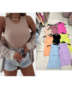 Bluzki Damskie wloskie, Size uni ,paczka 6szt,mix kolor