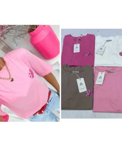 Bluzki Damskie wloskie, Size uni ,paczka 6szt,mix kolor