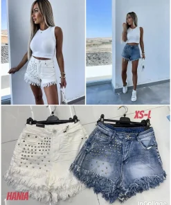 Spodenki jeansowe damskie wloskie, Size xs-l,paczka 4szt ,1kolor