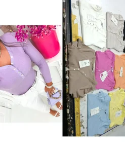 Bluzki Damskie wloskie, Size uni ,paczka 6szt,mix kolor