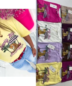Bluzki Damskie wloskie, Size uni ,paczka 6szt,mix kolor