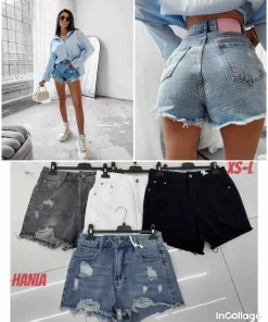 Spodenki jeansowe damskie wloskie, Size xs-l,paczka 4szt ,1kolor