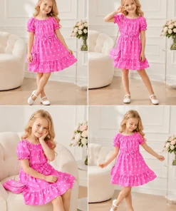 Sukienki DZIECIĘCA, Size 4-14 lat,paczka 6szt ,1 kolor