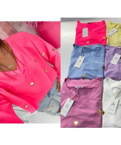 Bluzki Damskie wloskie, Size uni ,paczka 6szt,mix kolor