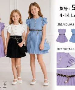 Sukienki DZIECIĘCA, Size 4-14lat,paczka 6szt ,1 kolor