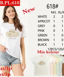 Bluzki Damskie, size m/l-xl/2xl, paczka 12szt, mix kolor