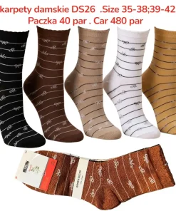 Skarpety Damskie, Size 35-42, paczka 40szt, mix kolor
