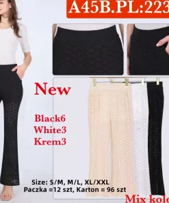 Spodnie Damskie,Size s/m-xl/2xl, paczka 12szt, mix kolor