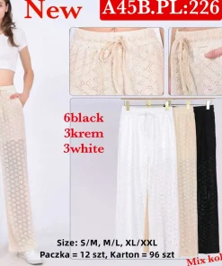 Spodnie Damskie,Size s/m-xl/2xl, paczka 12szt, mix kolor