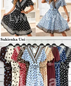 Sukienki DAMSKA WŁOSKA, Size uni ,paczka 6szt mix kolor