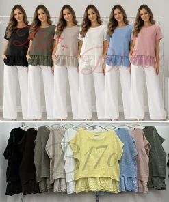 Bluzki damskie wloskie, Size uni ,paczka 6szt mix kolor