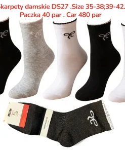 Skarpety Damskie, Size 35-42, paczka 40szt, mix kolor