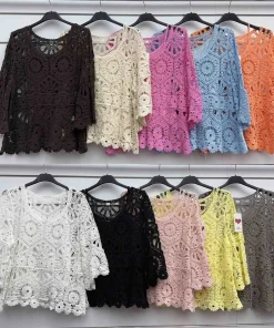 Bluzki damskie wloskie, Size uni ,paczka 6szt mix kolor