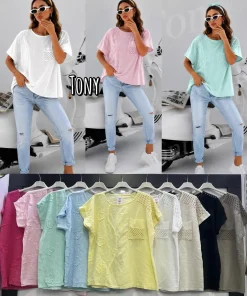 Bluzki damskie wloskie, Size uni ,paczka 6szt mix kolor