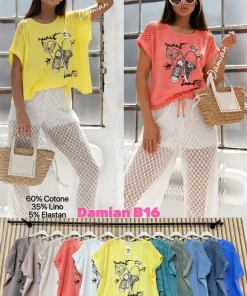 Bluzki damskie wloskie, Size uni ,paczka 6szt mix kolor
