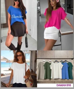 Bluzki damskie wloskie, Size uni ,paczka 6szt mix kolor