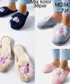 Kapcie DAMSKIE (36-41, 36par) 1 kolor