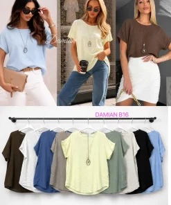 Bluzki damskie wloskie, Size uni ,paczka 6szt mix kolor