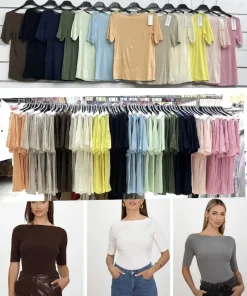 Bluzki damskie wloskie, Size uni ,paczka 6szt mix kolor