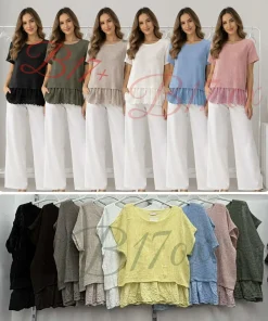 Bluzki damskie wloskie, Size uni ,paczka 6szt mix kolor