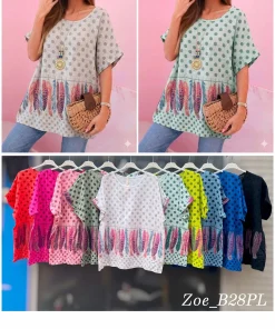 Bluzki damskie wloskie, Size uni ,paczka 6szt mix kolor