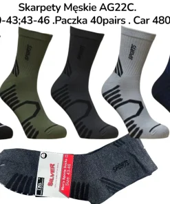 Skarpety MĘSKIE,Size 40-46, paczka 40szt, mix kolor