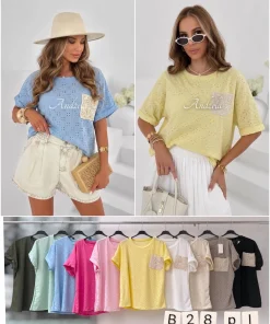 Bluzki damskie wloskie, Size uni ,paczka 6szt mix kolor