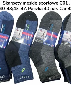 Skarpety MĘSKIE,Size 40-47, paczka 40szt, mix kolor