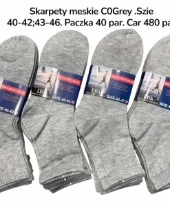 Skarpety MĘSKIE,Size 40-46, paczka 40szt, 1 kolor