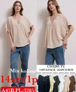 Bluzki Damskie,Size uni, paczka 14szt, mix kolor