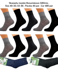 Skarpety MĘSKIE,Size 40-46, paczka 40szt, mix kolor