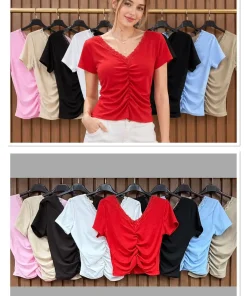 Bluzki damskie wloskie, Size uni ,paczka 6szt mix kolor