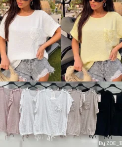 Bluzki damskie WŁOSKA ,Size uni ,paczka 6 szt mix kolor