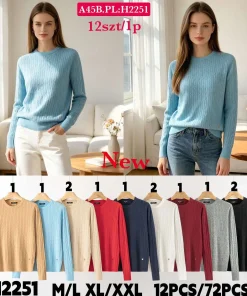 Swetry Damskie,Size m/l-xl/2xl,paczka 12szt, mix kolor