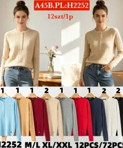 Swetry Damskie,Size m/l-xl/2xl,paczka 12szt, mix kolor