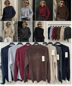 Swetry Damskie,size uni,Paczka 12szt,mix kolor