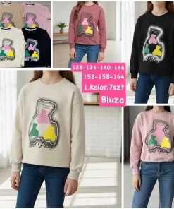 Bluzy DZIECIĘCA, size 128-164,Paczka 7szt, 1kolor