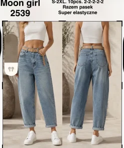Jeansy Damskie,size xs-xl,paczka 12szt, 1 kolor