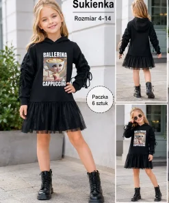 Sukienki DZIECIĘCA ,size 4-14lat,paczka 6szt, 1 kolor