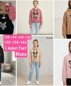 Bluzy DZIECIĘCA, size 128-164,Paczka 7szt, 1 kolor