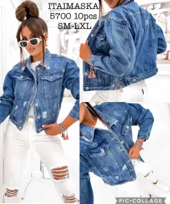 Kurtki Jeansowe Damskie,size xs-xl,paczka 10szt, 1 kolor