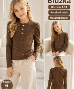 Bluzki DZIECIĘCA, size 4-14lat,Paczka 6szt, 1 kolor