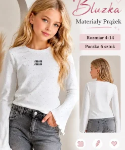 Bluzki DZIECIĘCA,size 4-14lat,Paczka 6szt,1kolor