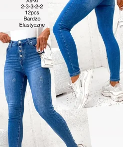 Jeansy Damskie,size xs-xl,paczka 12szt, 1 kolor