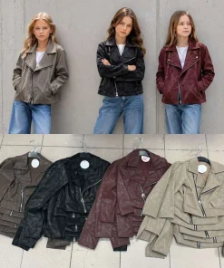 Kurtki Skórzane DZIECIĘCA,size 4-14lat,paczka 6szt, 1 kolor