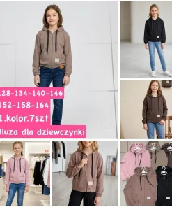Bluzy DZIECIĘCA, size 128-164,Paczka 7szt, 1kolor