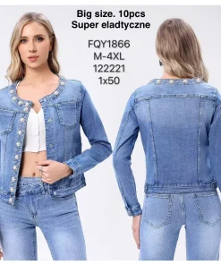 Kurtki Jeansowe Damskie,size m-4xl,paczka 12szt, 1 kolor