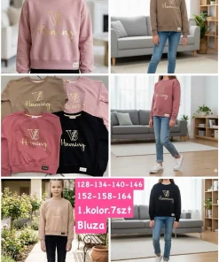 Bluzy DZIECIĘCA,Size 128-164,paczka 7szt, 1 kolor