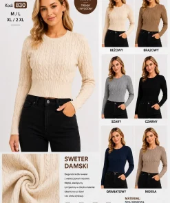 Swetry Damskie,Size l/xl-2xl/3xl,paczka 12szt, mix kolor